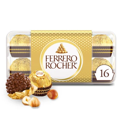 Ferrero Rocher, 16 unidades, avellana chocolate con leche gourmet, caja de regalo de chocolate... Foto 1 de 4