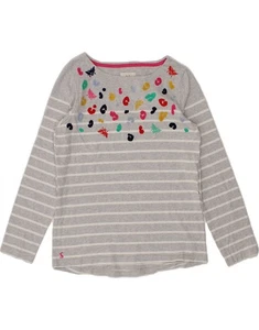 JOULES Womens Top Long Sleeve UK 10 Small Grey Striped Cotton AL03 - Picture 1 of 3