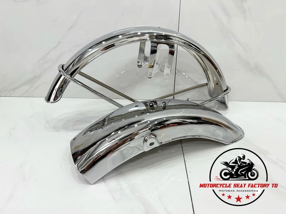 Par de guardabarros delantero y trasero 72-75 Suzuki GT550 guardabarros Indy Water Buffalo cromado. Foto 1 de 4