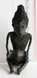 UNUSUAL OLD Tibet Tibetan Bronze Monkey Figure Playing Damaru Drum - Picture 1 of 2