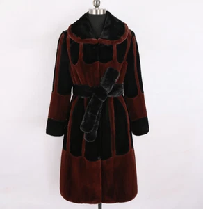 Womens Fashion Winter Lapel Wine Red Faux Mink Fur Coats Loose Furry Parka FTYJ - Picture 1 of 8