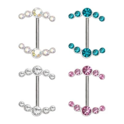 Barra protectora de pezón gema 14G 5/8” ambiente corporal 316L acero piercing joyería barra única Foto 1 de 4