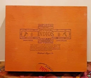 Vintage ~ PUROS INDIOS "No 4 Especial" Empty Wooden Cigar Box >Collector Crafter - Picture 1 of 5