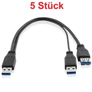 30cm 3.0 Y USB Kabel Adapter Verteiler Splitter 1x Buchse Kupplung an 2x Stecker - Bild 1 von 1