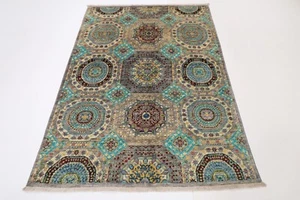5x7 ft Geometric Area Rug Afghan Hand Knotted 100% Wool Dye Rug Bedroom Rug - Picture 1 of 11