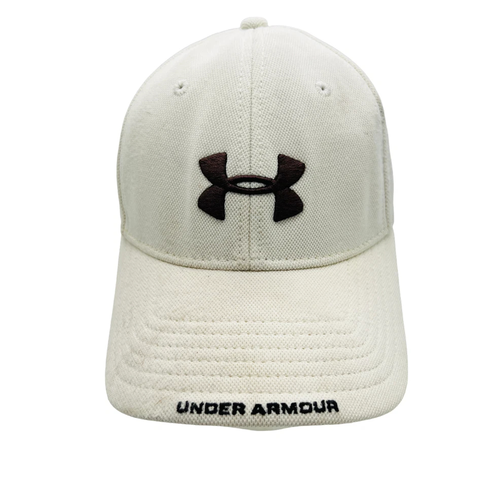 Gorra de lona Under Armour para hombre elástica de 4 vías blanca marrón talla mediana grande Foto 1 de 4