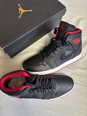 Zapatos Nike Air Jordan 1 Retro 2015 High Snakeskin Bred negros rojos talla 10 (RAROS) Foto 1 de 4