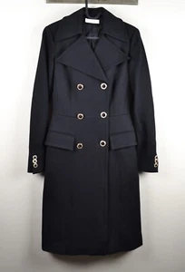 Versace Black Wool Double Breasted Medusa Coat Jacket Women's 38 IT XS-S - Picture 1 of 11