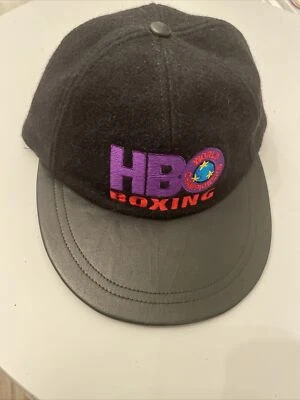 Vintage HBO Boxing Hat Cap Strap Back Adjustable Black Wool Roots Sporting Goods - Image 1 of 4