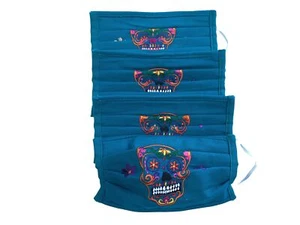 4 Pack of Handmade Mexican Embroidered Fabric Face Masks - Sugar Skull Face Mask - Picture 1 of 1
