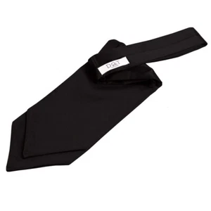 Black Mens Self-Tie Cravat Satin Plain Solid Casual Formal Wedding by DQT - Picture 1 of 2