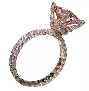 14K Rose Gold Plated 2Ct Round Cubic Zirconia Women’s Ring Size 7 4️⃣ - Picture 1 of 6