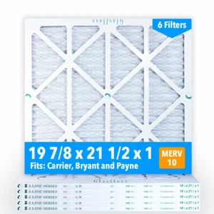 19-7/8x21-1/2x1 Air Filters, MERV 10, Pleated by Glasfloss 6-Pack, Made in USA - Picture 1 of 1