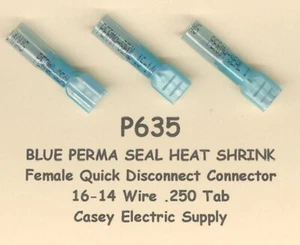 20 connecteurs QD femelles thermorétractables bleus PERMA SEAL 16-14 fils AWG .250 onglets MOLEX - Photo 1/2