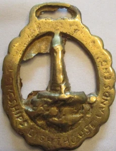 Vtg. British 3 3/4" Horse Brass Design Medallion -Longships Lighthouse-Lands End - Picture 1 of 3
