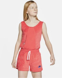 NWT Nike Big Girls Heritage Romper Swim Cover Terry Material S Red $50 OnePiece - Picture 1 of 3