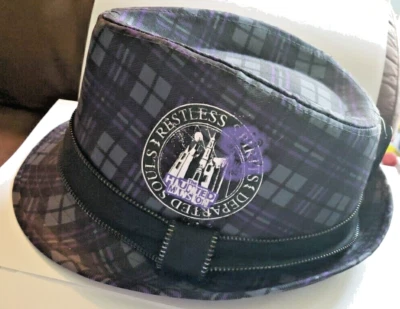 NUEVO Sombrero Fedora a Cuadros Gris Púrpura Solas Inquietas Mansión Parques Disney La Mansión Embrujada Foto 1 de 4
