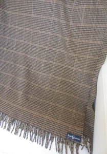 VINTAGE RALPH LAUREN HOUNDSTOOTH BLUE LABEL BLANKET 60 X 70" FRINGED TRIM - Picture 1 of 3
