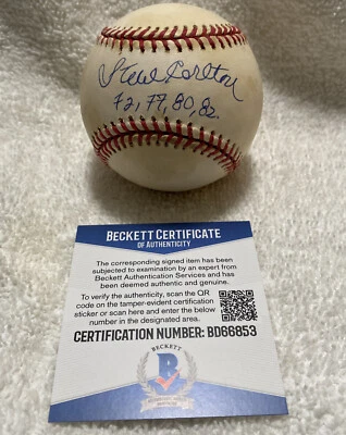STEVE CARLTON CY YEARS 72 77 80 82 SIGNED AUTOGRAPHED VINTAGE ONL BASEBALL BAS - Image 1 of 2