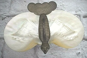 Wing On Antique Chinese Export Silver & Mother of Pearl Butterfly Tazza 1920's - Picture 1 of 12