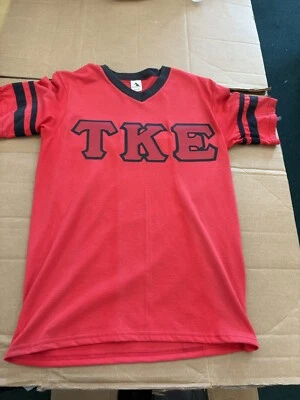 Tau Kappa Epsilon Striped Jersey/ T  Shirt w/ Sewn Letters sz M (38-40") DISPLAY - Image 1 of 4