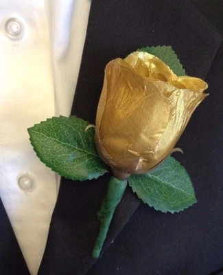 Classic Keepsake Artificial Rose boutonniere, floral Tape Wrapped, pin included - Image 1 of 4