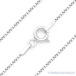 925 Italy Sterling Silver w/ Rhodium 1.2mm Twist-Box Link Italian Chain Necklace - Picture 1 of 2