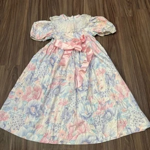 USA made Vtg Ruth Of Carolina Dress 6x flowers lace cottage core modest - Picture 1 of 10