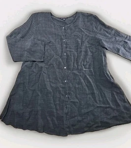 Eileen Fisher Women's Medium Button Up Tunic Linen Blend Lagenlook Gray - Picture 1 of 11