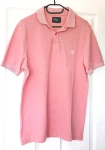 Polo Fred Perry rosa con colletto a quadri e estremità manica taglia large slim fit - Foto 1 di 10