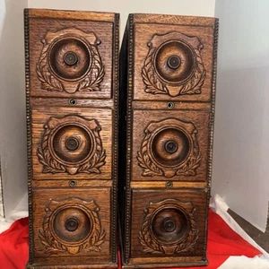 2Singer Treadle Sewing Machine Cabinet Drawers w/ Rack Ornate Wooden Vtg/Antique - Picture 1 of 18