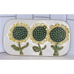 Vintage Bennington Pottery Tile Trivet Plaque 1576 SUNFLOWERS 1970s - Picture 1 of 5