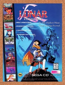 1995 Lunar 2 Eternal Blue Sega CD Original Advertisement / Retro Promo v7