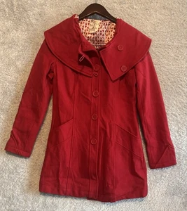 Vintage Y2K Tüll Wolle Jacke Gr. S Rot Mischung Retro Style Knopf Weihnachten - Bild 1 von 9