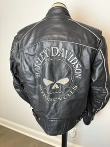 Harley Davidson Lederjacke groß schwarz hinten reflektierend Skull Rider - Bild 1 von 23