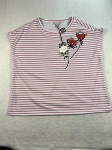 A Love Story Bluse Damen 3X weiß rot Mohnblumen gestreift Neu mit Etikett Kurzarm - Bild 1 von 6
