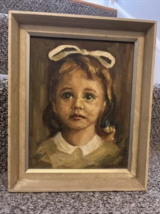 Ölportrait Mädchen mit Band Original Gemälde, Künstlerin Elizabeth M Petersen - Bild 1 von 8