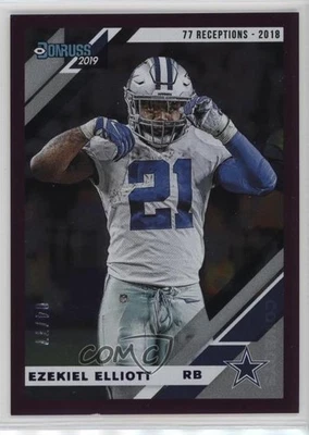 2019 Panini Donruss Photo Variation Stat Line Season /77 Ezekiel Elliott #75V - Image 1 of 2