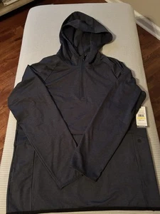 Gaiam Time To Train LS 1/4 Zip Hoodie Cool Grey Heather Blue Mens L $70 MSRP NWT - Picture 1 of 9