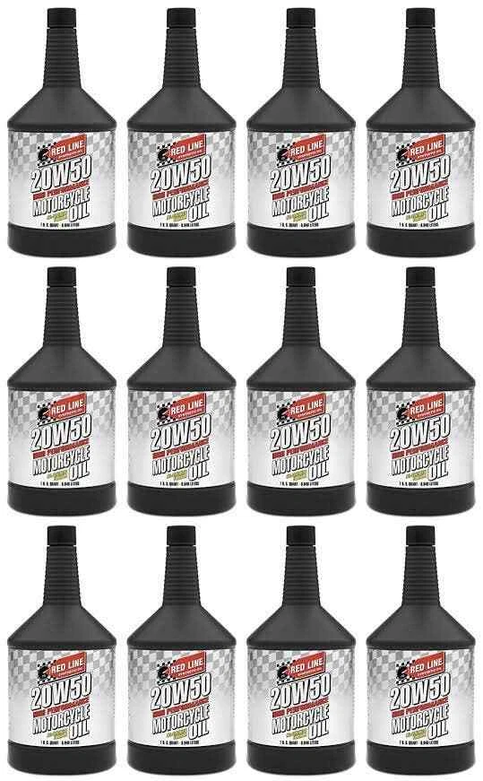 Red Line Synthetic 20W50 Motorcycle Oil Harley 12 Quarts 1 Case Motor Oil - Image 1 of 1