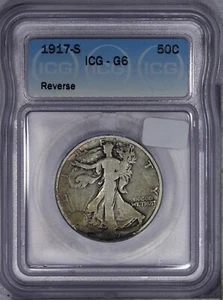 1917-S Walking Liberty Half Dollar 50c Reverse ICG G6 - Picture 1 of 2