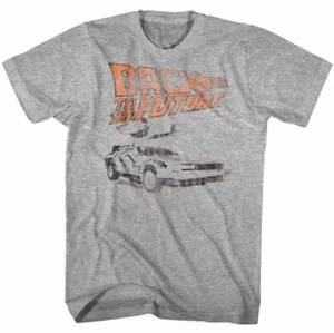 Back to The Future Vintage DMC Delorean Car Men's T Shirt Distressed Movie Logo - Picture 1 of 1
