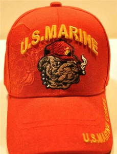 WHOLESALE NEW! USMC MARINE BULLDOG RED CAP HAT - Picture 1 of 4