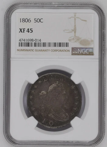 1806 NGC XF45 Draped Bust Half Dollar Great Eye Appeal Cover