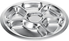 Stainless Steel Divided Dinner Plate 6 Sections Mess Trays Great for Camping, Ki