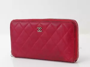 Authentische CHANEL rote gesteppte Leder CC lange Geldbörse Reißverschluss Ge... - Bild 1 von 19