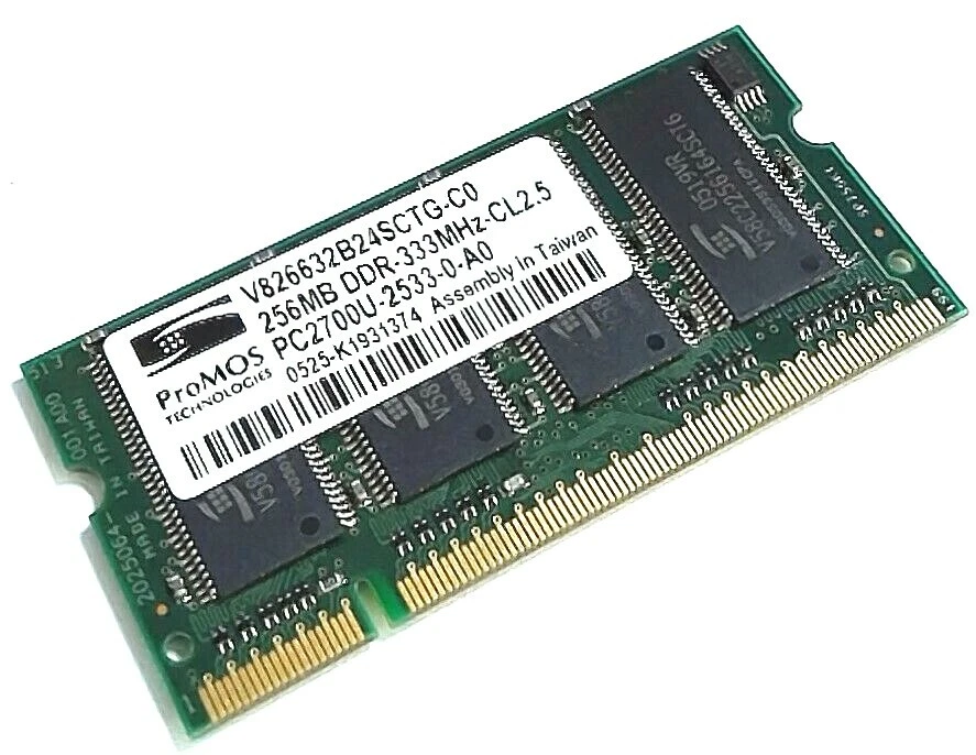 ProMOS PC2700 (333Hz) - DDR Memory RAM - 256MB - 200 PIN - V826632B24SCTG - Image 1 of 4
