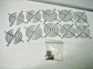 computer fan metal cover/guard grills 10 each with screws - Afbeelding 1 van 3