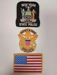 NUEVO JUEGO DE PARCHES NOVEDOSO BANDERA DE LA POLICÍA DE NYORK EE. UU. Costura en hierro en hierro 3 piezas nuevo - Imagen 1 de 1