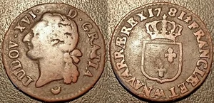 Louis XVI - 1/2 Sol À L'Écu 1781 AA, Metz !! L4L.548 - Picture 1 of 1